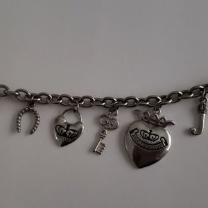 Juicy Couture Charm Bracelet 8” Silver Plated Y2K